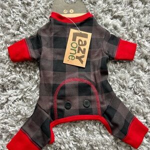 Lazy One Dog Pajama Flapjack One Piece - Red and Black XS